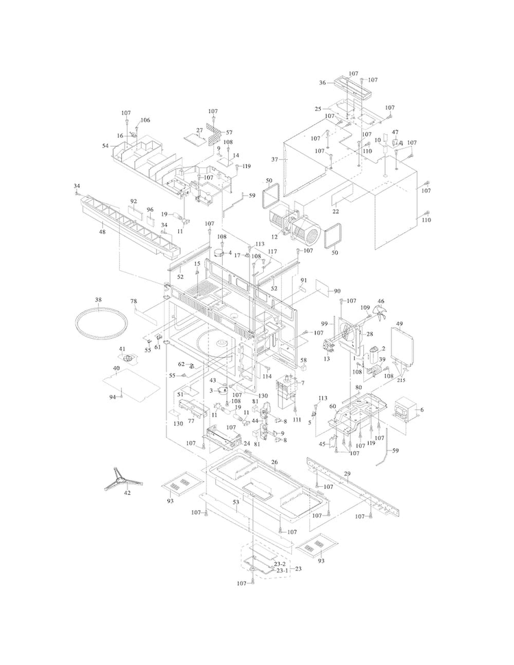 Oven, Cabinet Diagram and Parts List for FGMV205KFA  Frigidaire Microwave