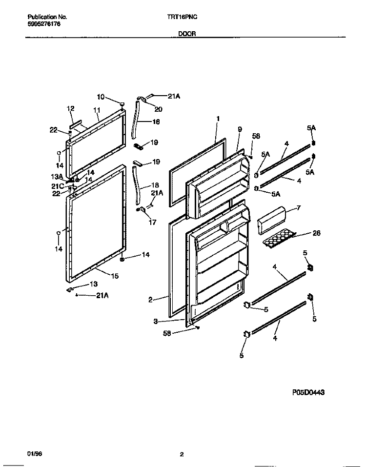 DOOR Diagram and Parts List for TRT16PNCW2  Tappan Refrigerator
