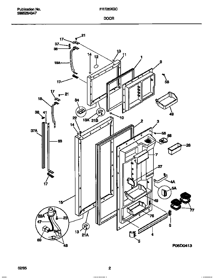 DOOR Diagram and Parts List for FRT26XGCD0  Frigidaire Refrigerator