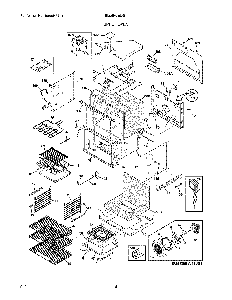 UPPER OVEN Diagram and Parts List for EI30EW45JS1  Electrolux Range