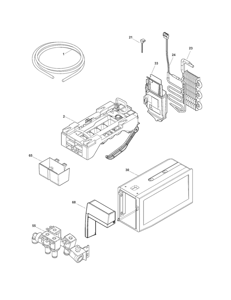 Ice Maker Diagram and Parts List for FGHF2344MF7  Frigidaire Refrigerator