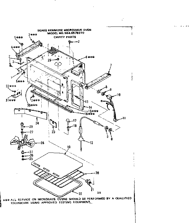 Cavity Parts Diagram and Parts List for 5648578310  Kenmore Microwave