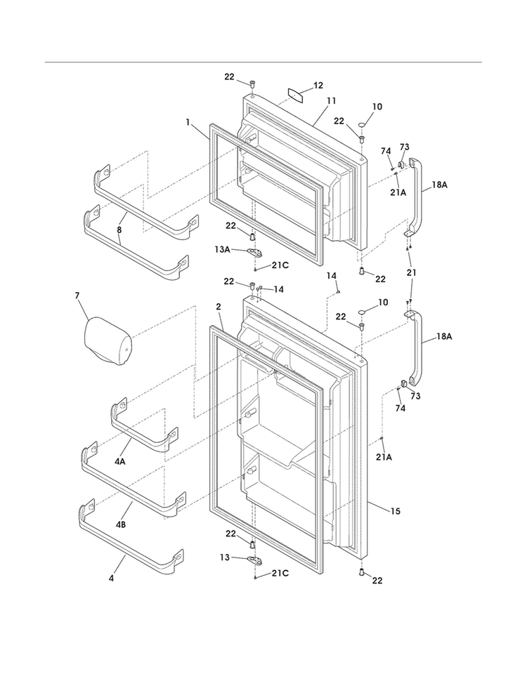 Door Diagram and Parts List for FFTR1515LW6  Frigidaire Refrigerator