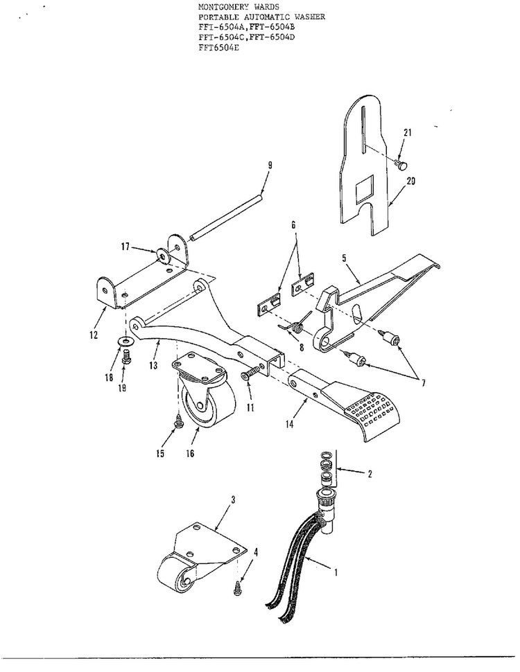 Portable Automatic Washer Diagram and Parts List for 6504E  Frigidaire Washer