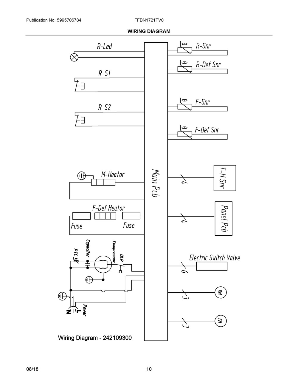 Wiring Diagram Diagram and Parts List for FFBN1721TV0  Frigidaire Refrigerator