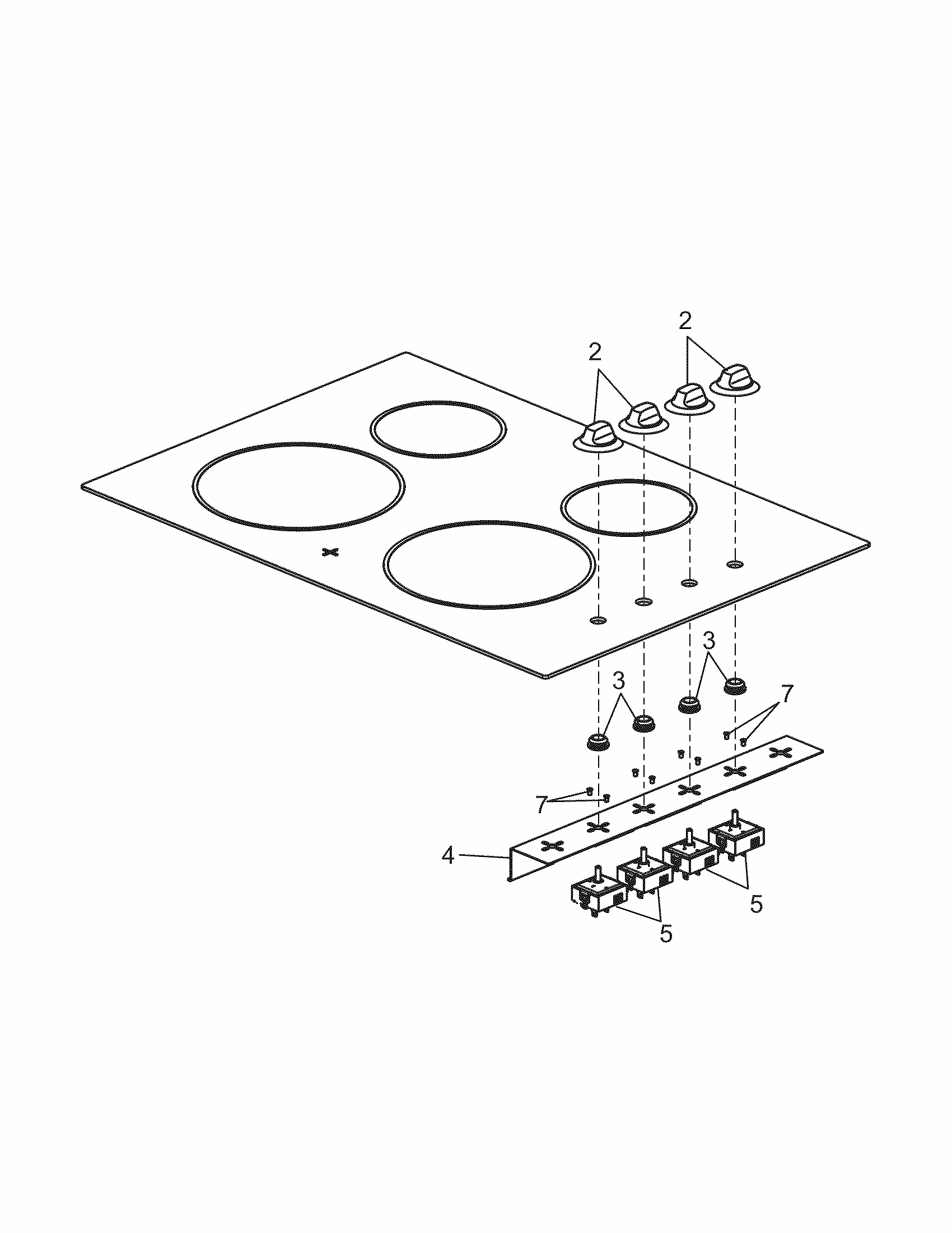 Controls Diagram and Parts List for 79041229903  Kenmore Cooktop