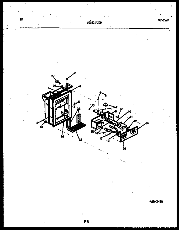 ICE DOOR, DISPENSER AND WATER TANK Diagram and Parts List for RS249MCD2  Frigidaire Refrigerator
