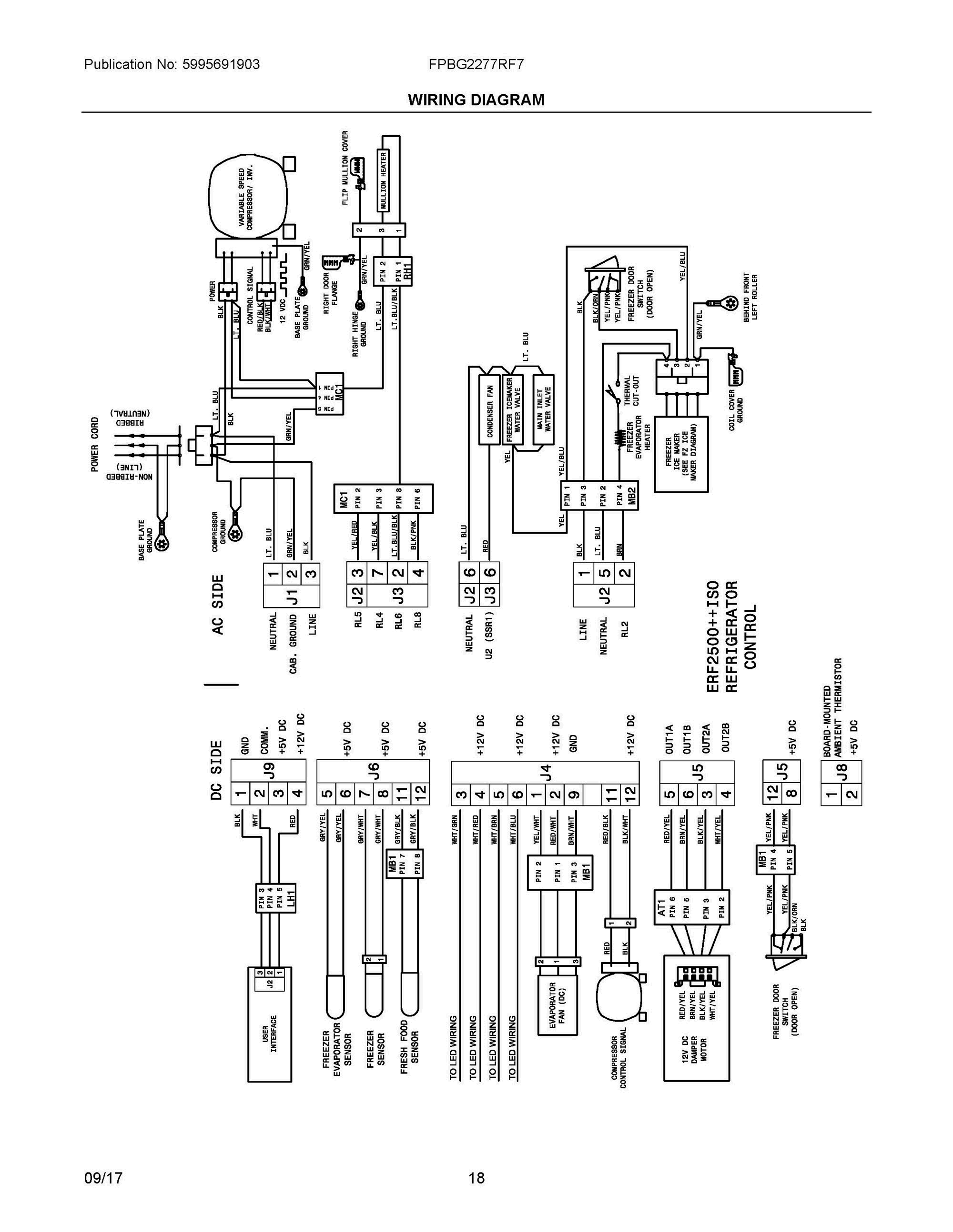 09 - WIRING DIAGRAM Diagram and Parts List for FPBG2277RF7  Frigidaire Refrigerator
