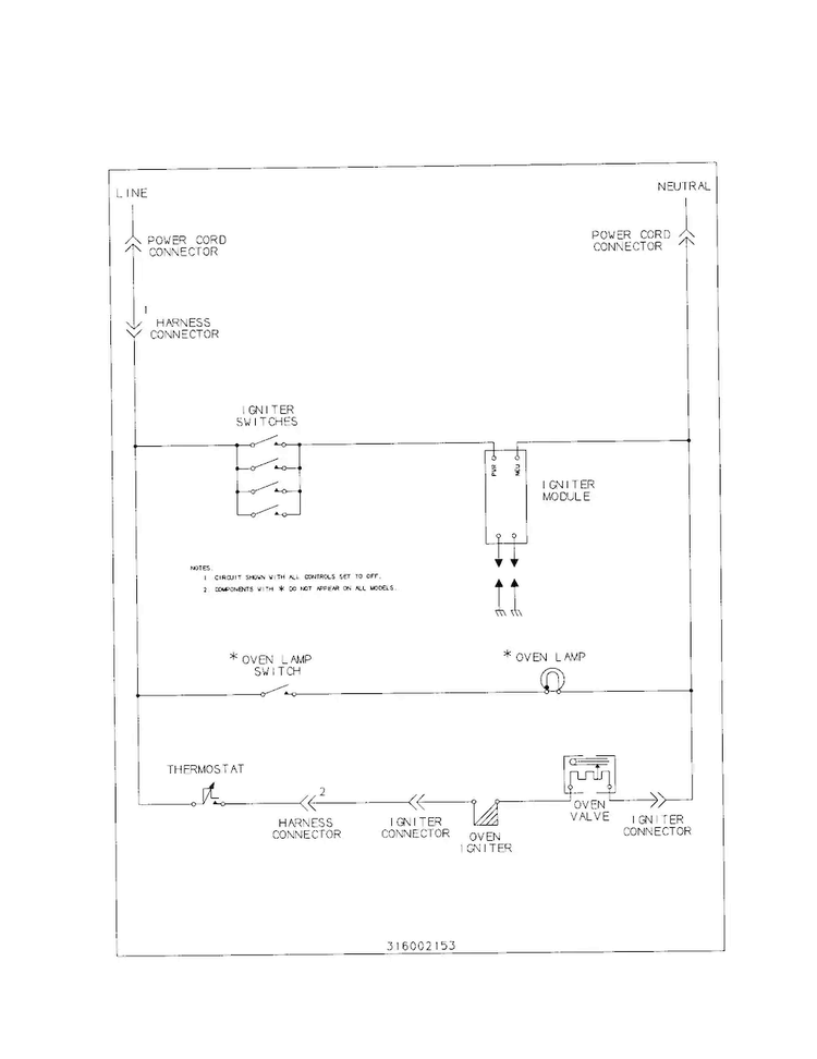 Wiring Diagram Diagram and Parts List for FGF316WGSG  Frigidaire Range