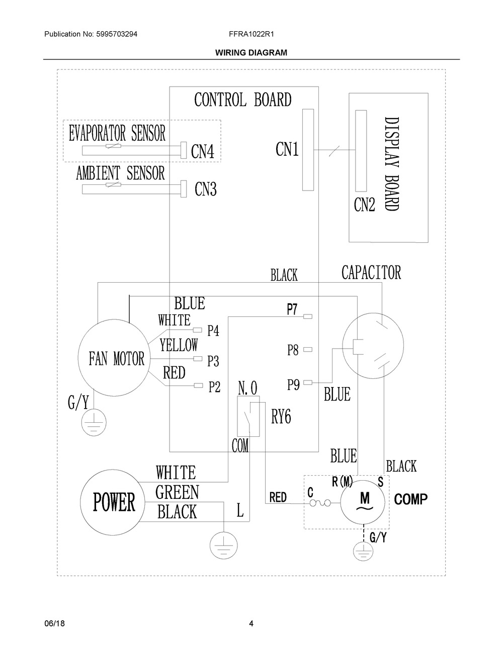 Wiring Diagram Diagram and Parts List for FFRA1022R1E1  Frigidaire Air Conditioner