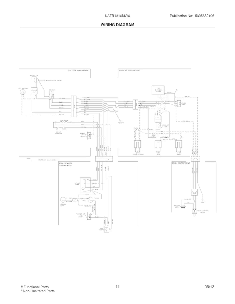 Wiring Diagram Diagram and Parts List for KATR1816MW6  Kelvinator Refrigerator