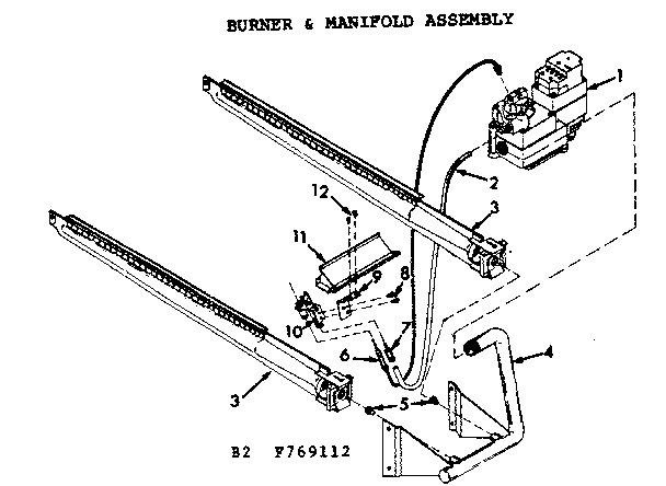Burner & manifold assembly Diagram and Parts List for 867769112  Frigidaire Air Conditioner