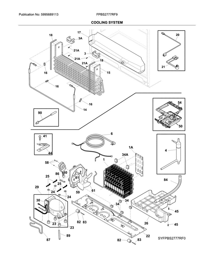Cooling System Diagram and Parts List for FPBS2777RF9  Frigidaire Refrigerator