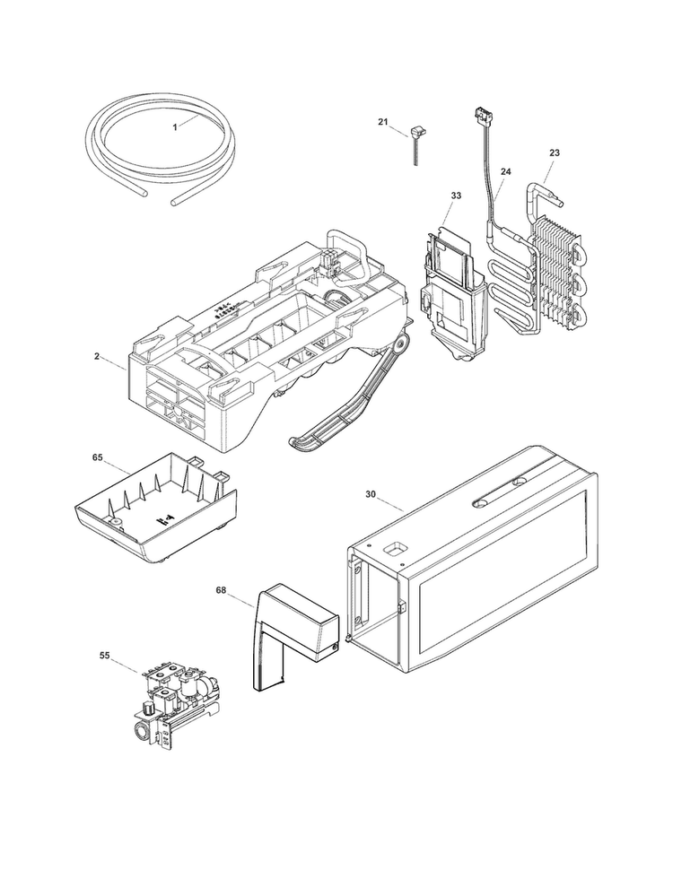 Ice Maker Diagram and Parts List for EI27BS26JB9  Electrolux Refrigerator