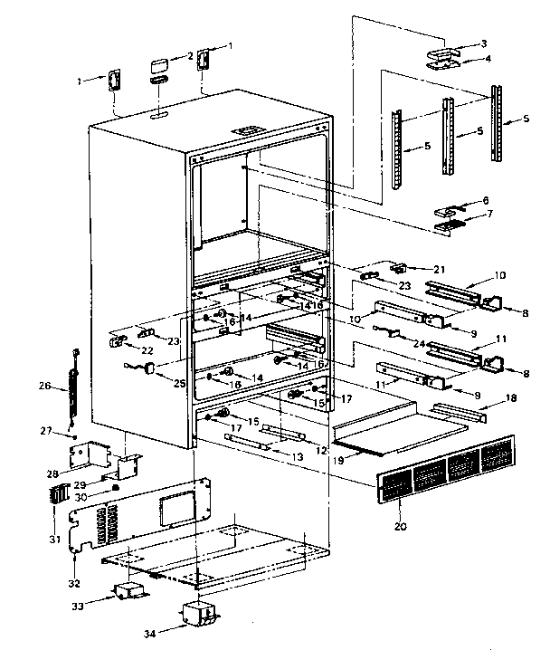 Cabinet Diagram and Parts List for 5648761980  Kenmore Refrigerator