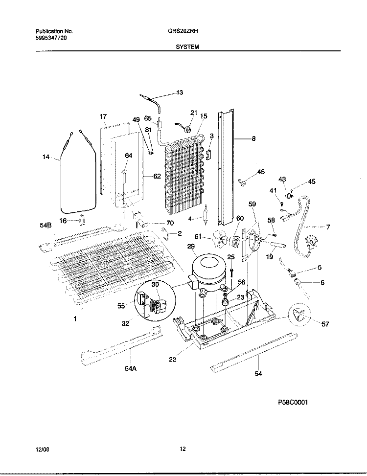 SYSTEM Diagram and Parts List for GRS20ZRHD8  Gibson Refrigerator