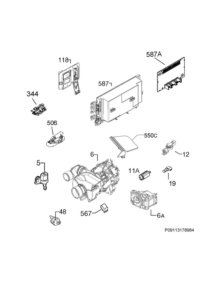 Electrical Parts Diagram and Parts List for LGID2475QF5A  Frigidaire Dishwasher