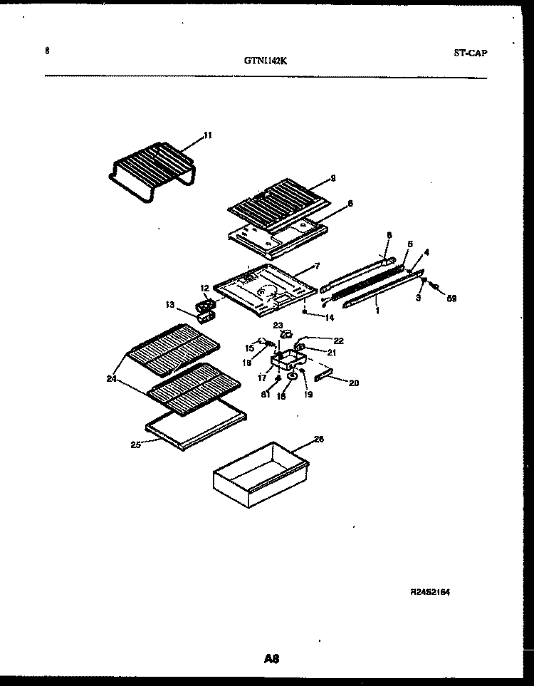 SHELVES AND SUPPORTS Diagram and Parts List for GTNI142HK1  Frigidaire Refrigerator