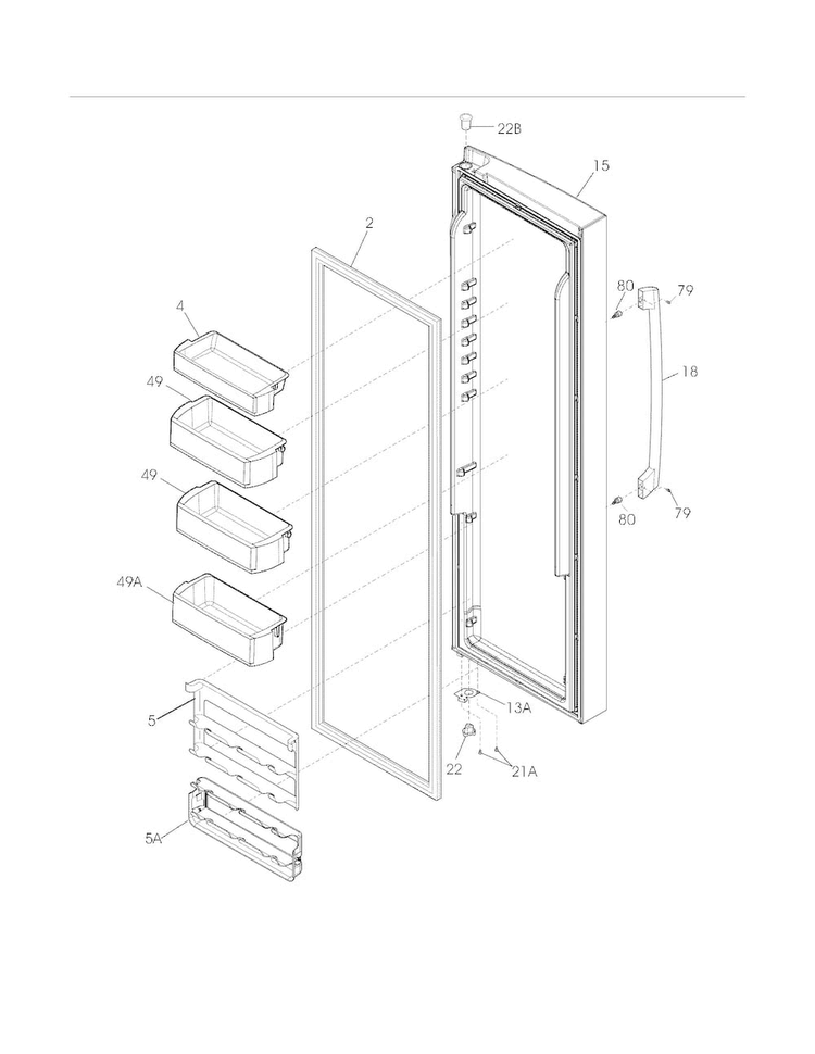 Refrigerator Door Diagram and Parts List for EI23CS35KB1  Electrolux Refrigerator