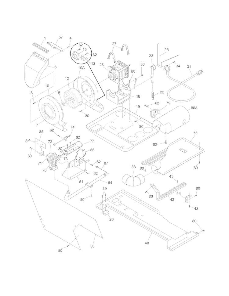 Motor/blower/belt Diagram and Parts List for 41797962703  Kenmore Washer Dryer Combo