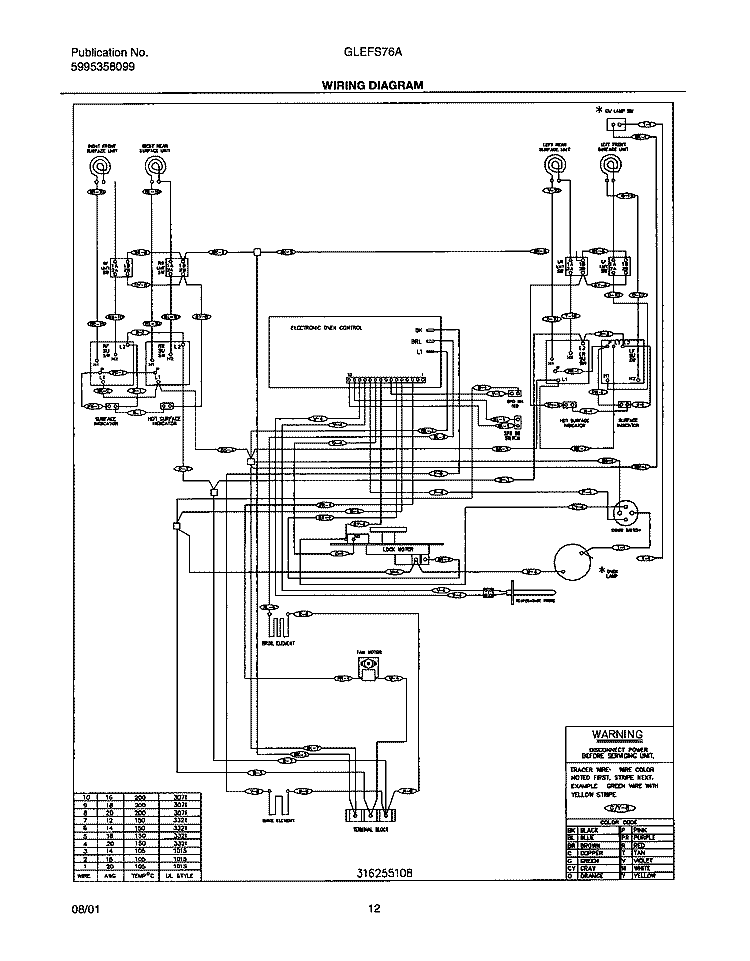 WIRING DIAGRAM Diagram and Parts List for GLEFS76AQC  Frigidaire Range