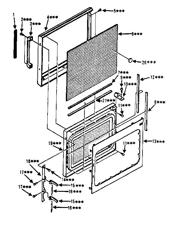 Door Parts Diagram and Parts List for 5648756181  Kenmore Microwave