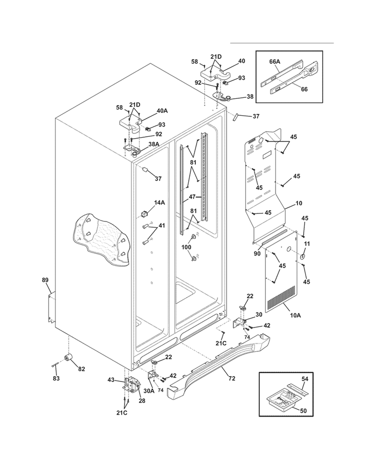Cabinet Diagram and Parts List for FPHC2399KF6  Frigidaire Refrigerator