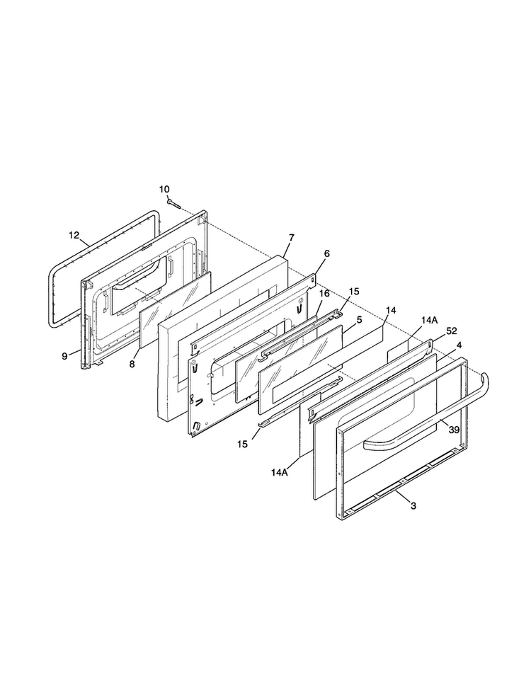 Door Diagram and Parts List for TGF355CGSA  Tappan Range