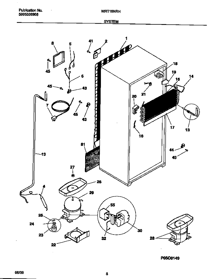 SYSTEM Diagram and Parts List for WRT16NRHD4  Frigidaire Refrigerator