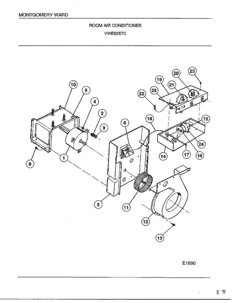 Room Air Conditioner Page 3 Diagram and Parts List for 5057C  Frigidaire Air Conditioner