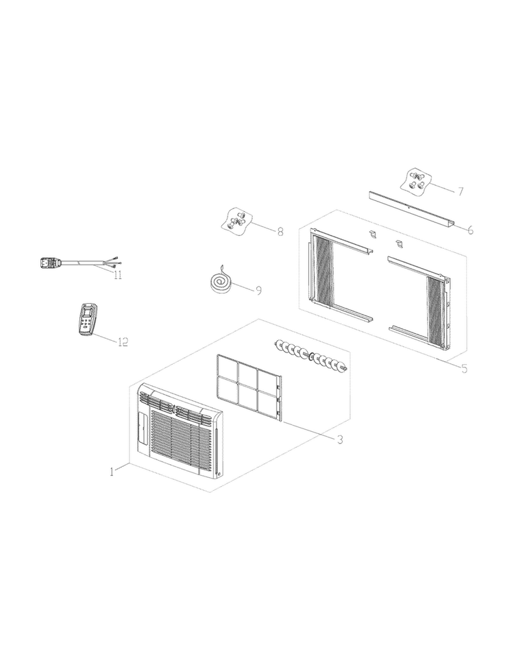 Recommended Spare Parts Diagram and Parts List for FRA053XT750  Frigidaire Air Conditioner