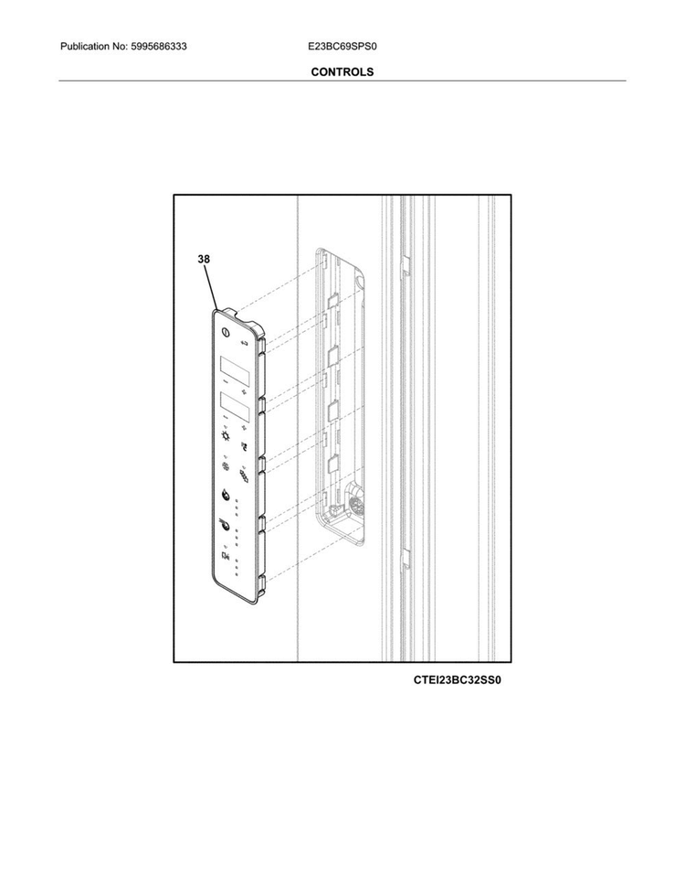 Controls Diagram and Parts List for E23BC69SPS0  Electrolux Refrigerator