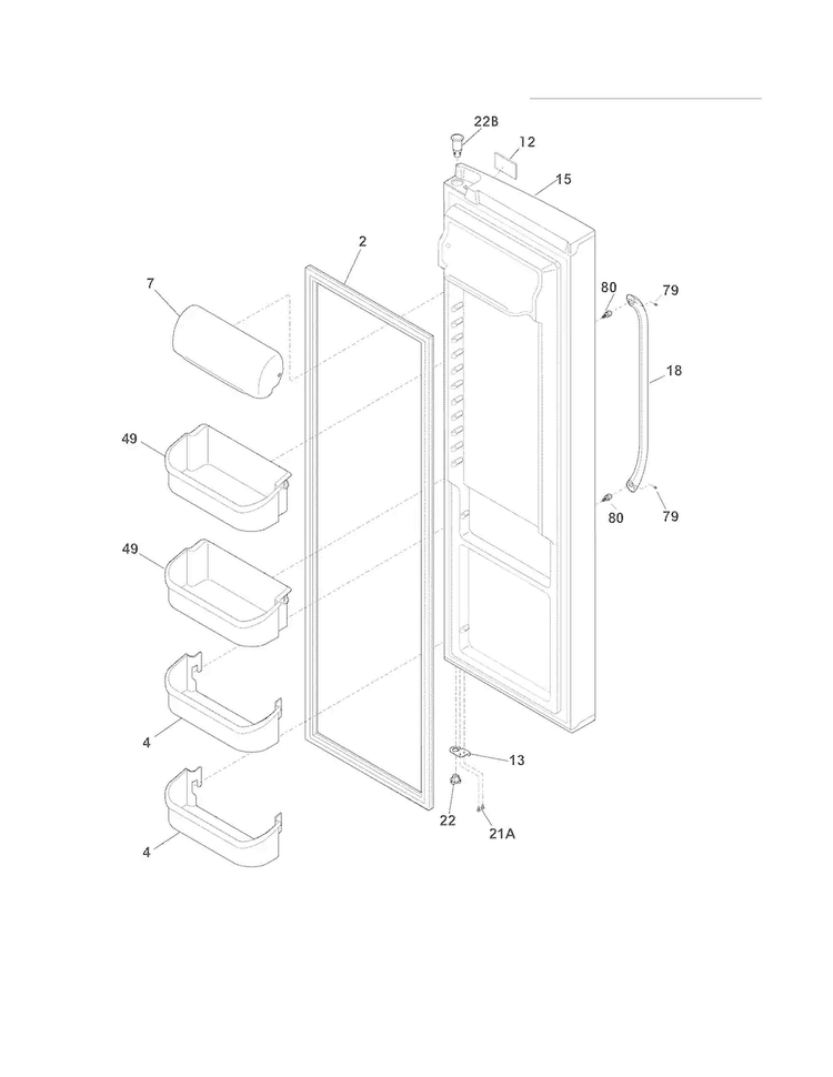 Refrigerator Door Diagram and Parts List for FGUS2632LE2  Frigidaire Refrigerator