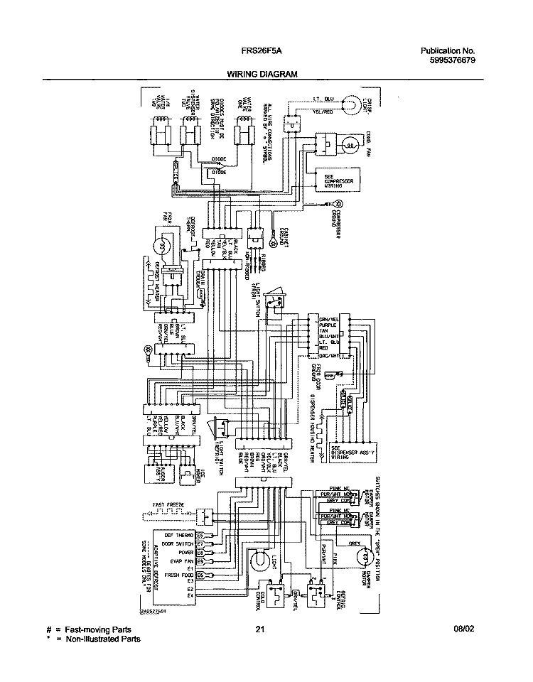 WIRING DIAGRAM Diagram and Parts List for FRS26F5AQ5  Frigidaire Refrigerator