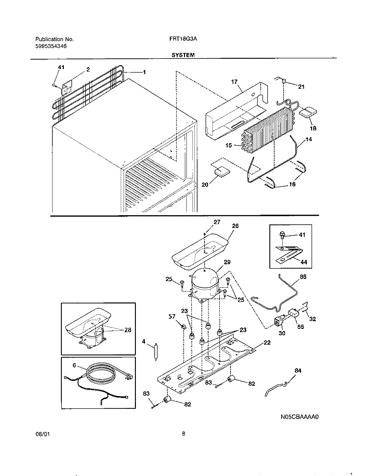 SYSTEM Diagram and Parts List for FRT18G3AQ2  Frigidaire Refrigerator