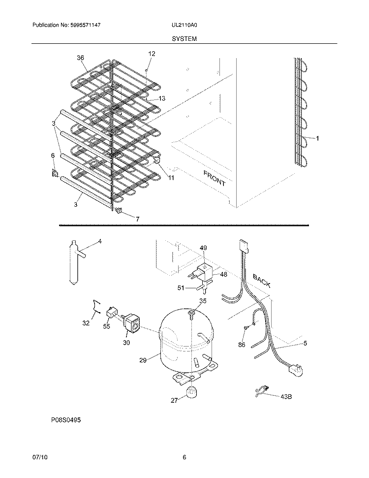 SYSTEM Diagram and Parts List for UL2110A0  Electrolux Freezer