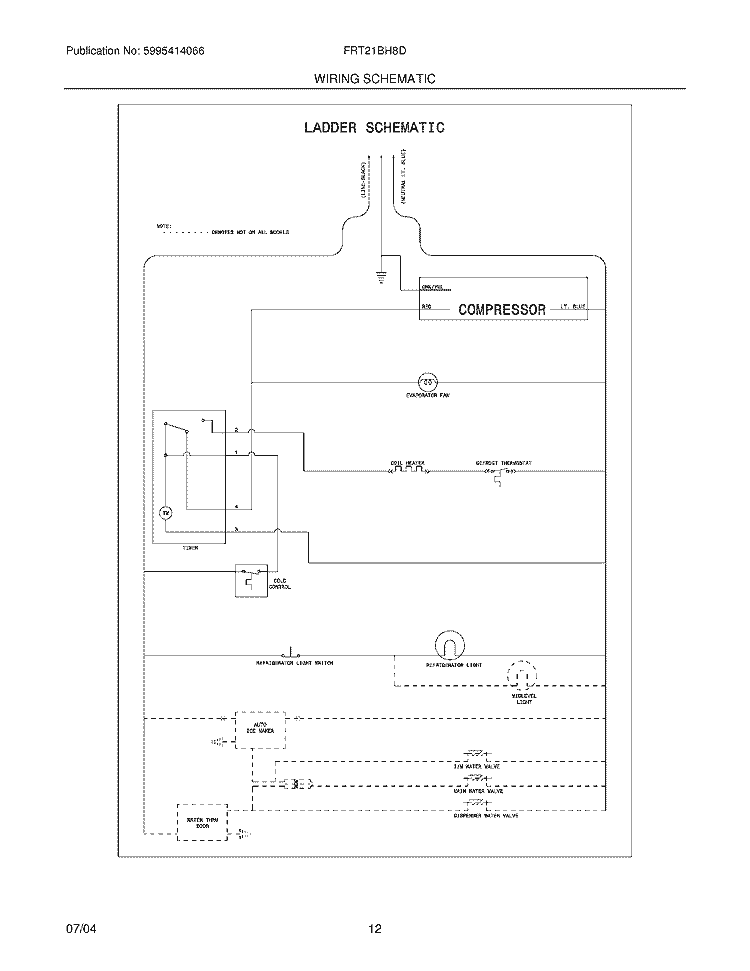 WIRING SCHEMATIC Diagram and Parts List for FRT21BH8DB0  Frigidaire Refrigerator