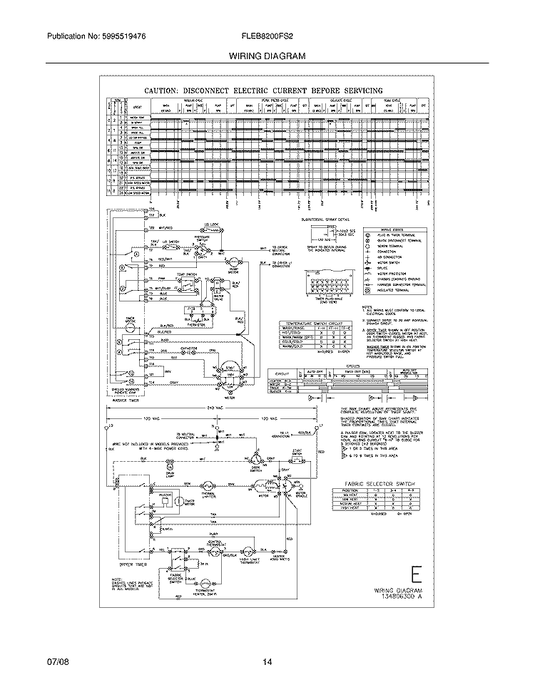 WIRING DIAGRAM Diagram and Parts List for FLEB8200FS2  Frigidaire Washer Dryer Combo