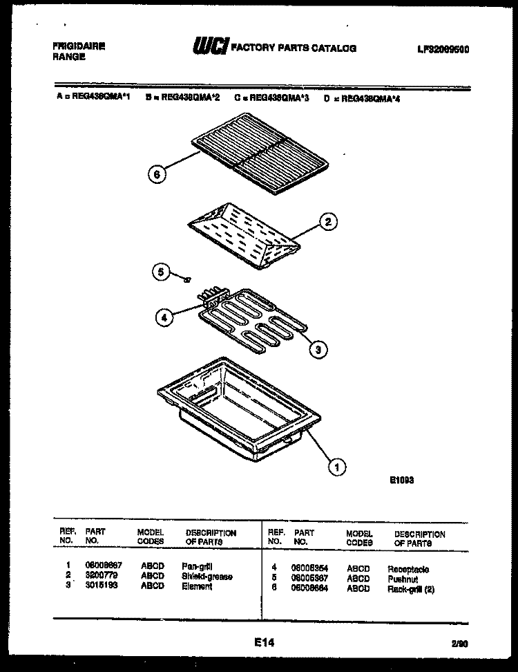 BROILER DRAWER PARTS Diagram and Parts List for REG438QMA4  Frigidaire Range