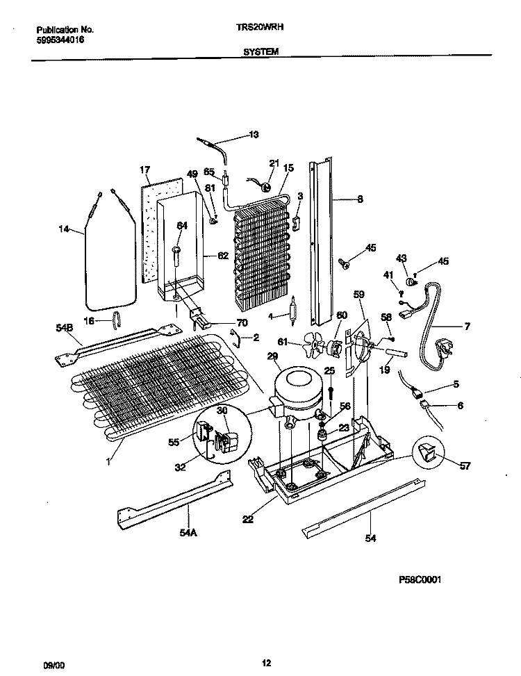 SYSTEM Diagram and Parts List for TRS20WRHW5  Tappan Refrigerator