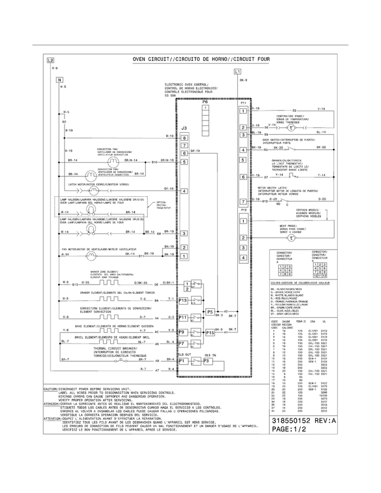 Wiring Diagram Diagram and Parts List for FPES3085KFG  Frigidaire Range