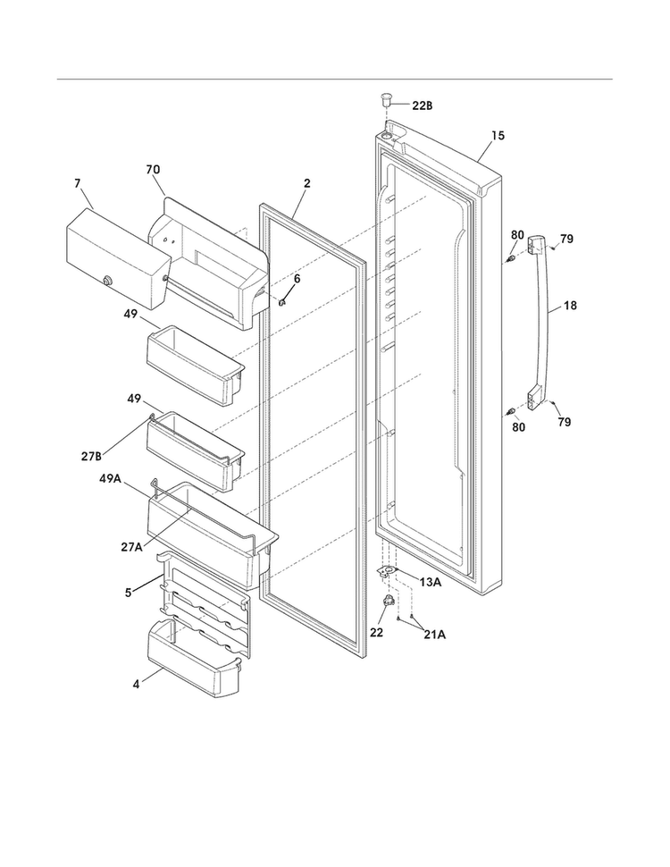 Refrigerator Door Diagram and Parts List for EI23CS55GS9  Electrolux Refrigerator