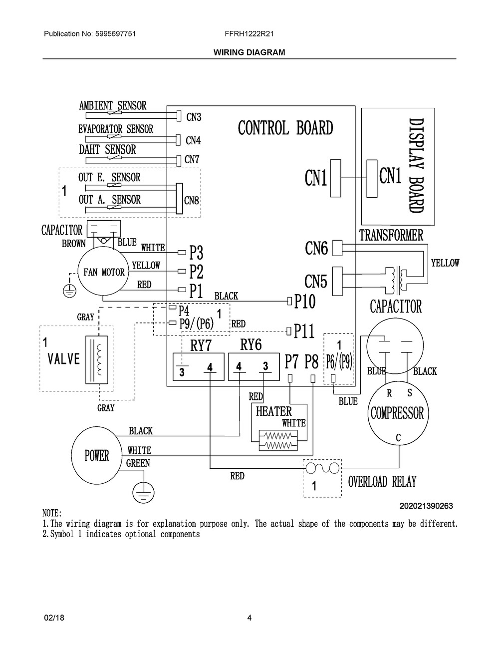 Wiring Diagram Diagram and Parts List for FFRH1222R21  Frigidaire Air Conditioner