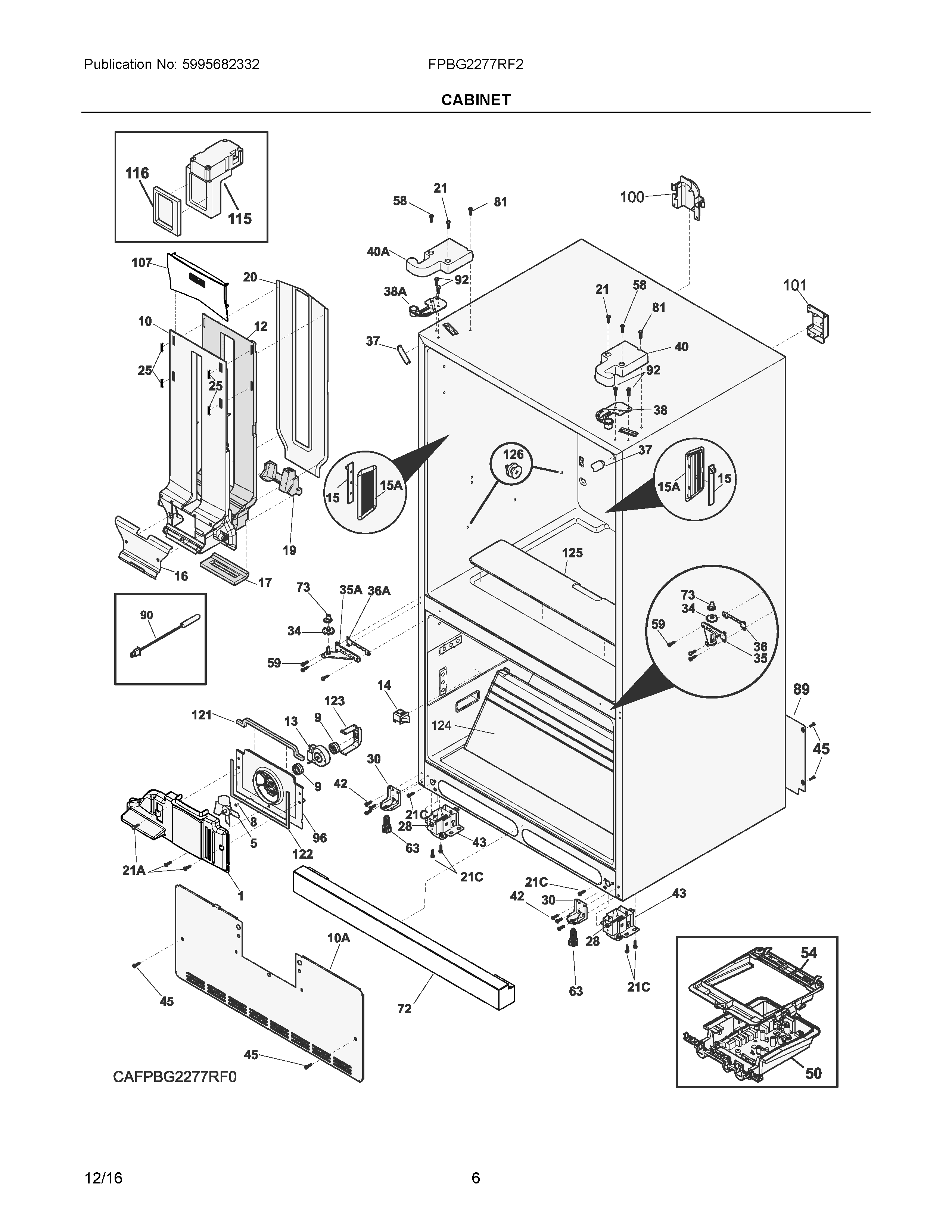 04 - CABINET Diagram and Parts List for FPBG2277RF2  Frigidaire Refrigerator