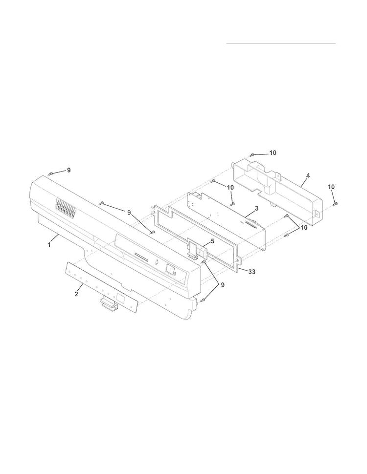 Control Panel Diagram and Parts List for DGBD2432KB1A  Frigidaire Dishwasher