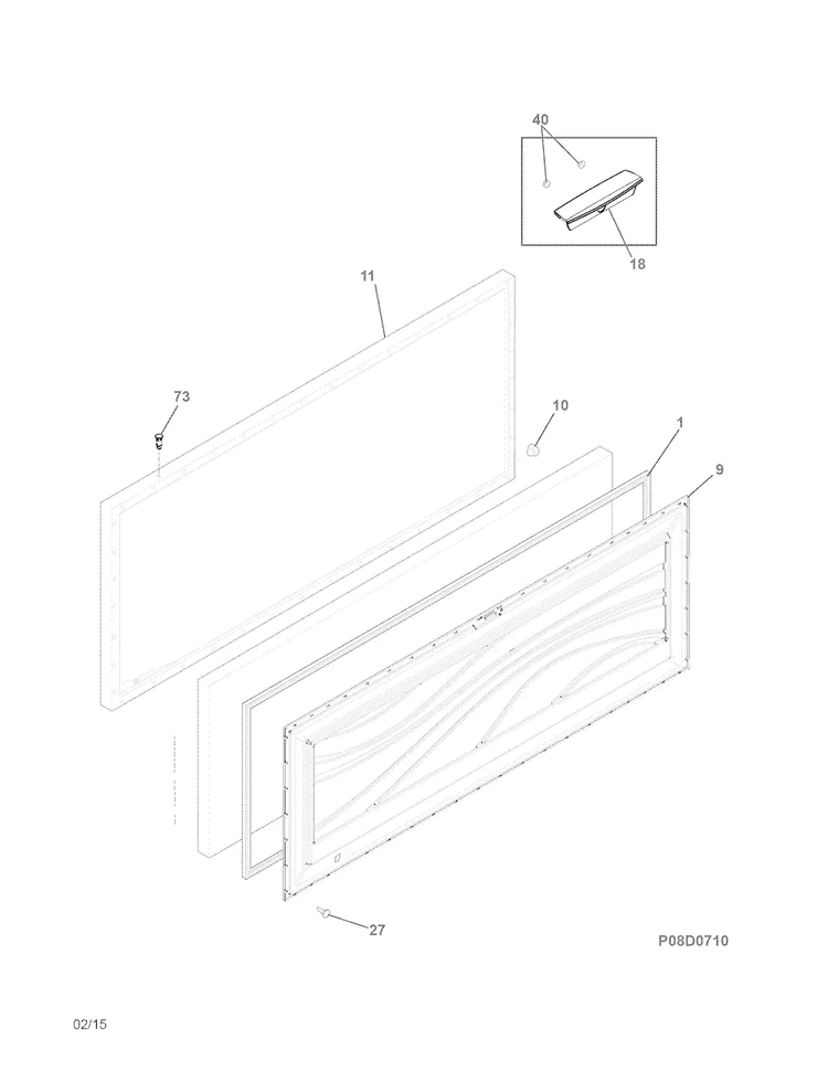 Door Diagram and Parts List for FFCH16M5QWA  Frigidaire Freezer