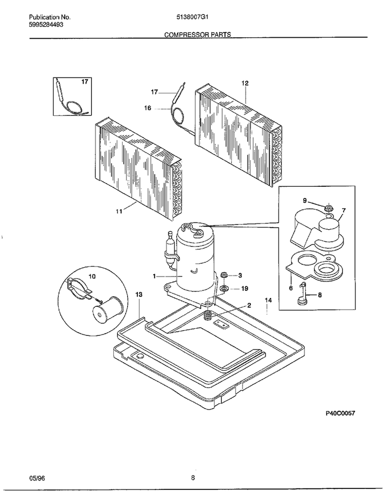 Compressor Parts Diagram and Parts List for 5138007G1  Frigidaire Air Conditioner