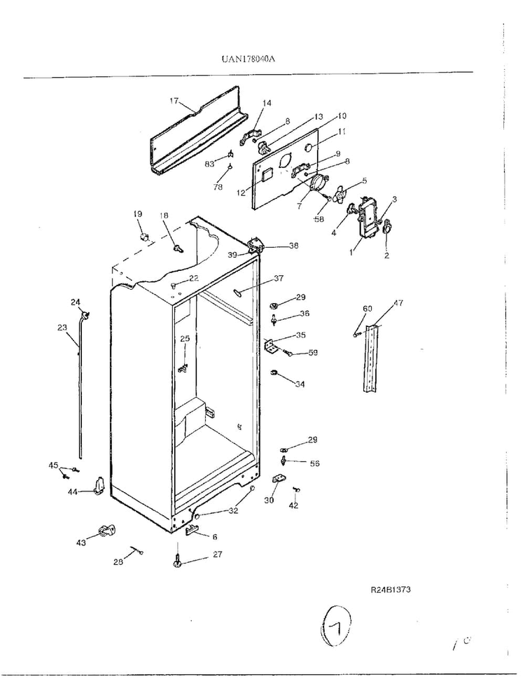 Top Mount Refrigerator Page 7 Diagram and Parts List for 178040A  Frigidaire Refrigerator
