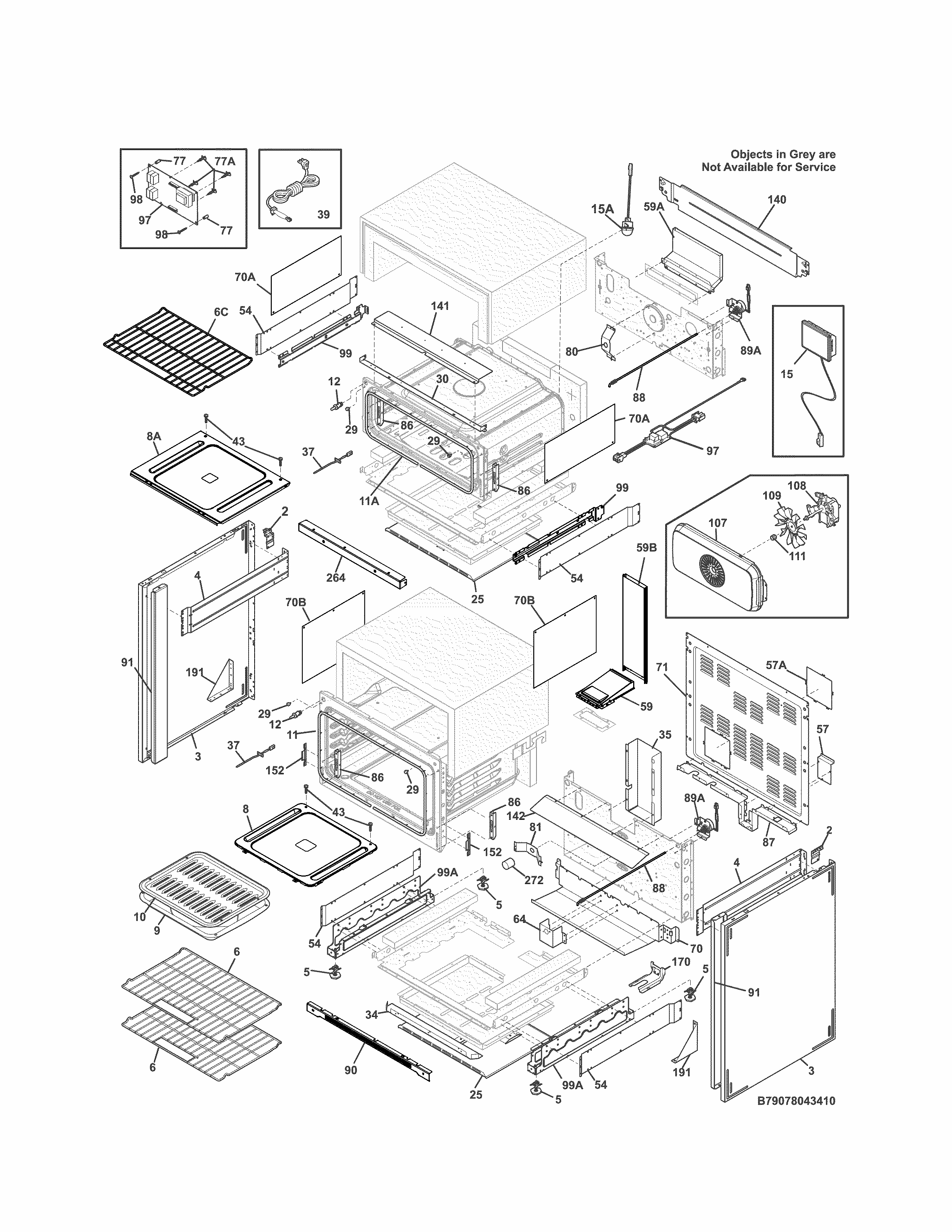 Body Diagram and Parts List for 79078042411  Kenmore Range