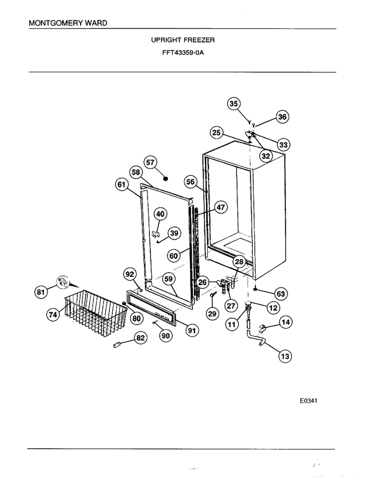 Upright Freezer Page 3 Diagram and Parts List for 43359A  Frigidaire Freezer